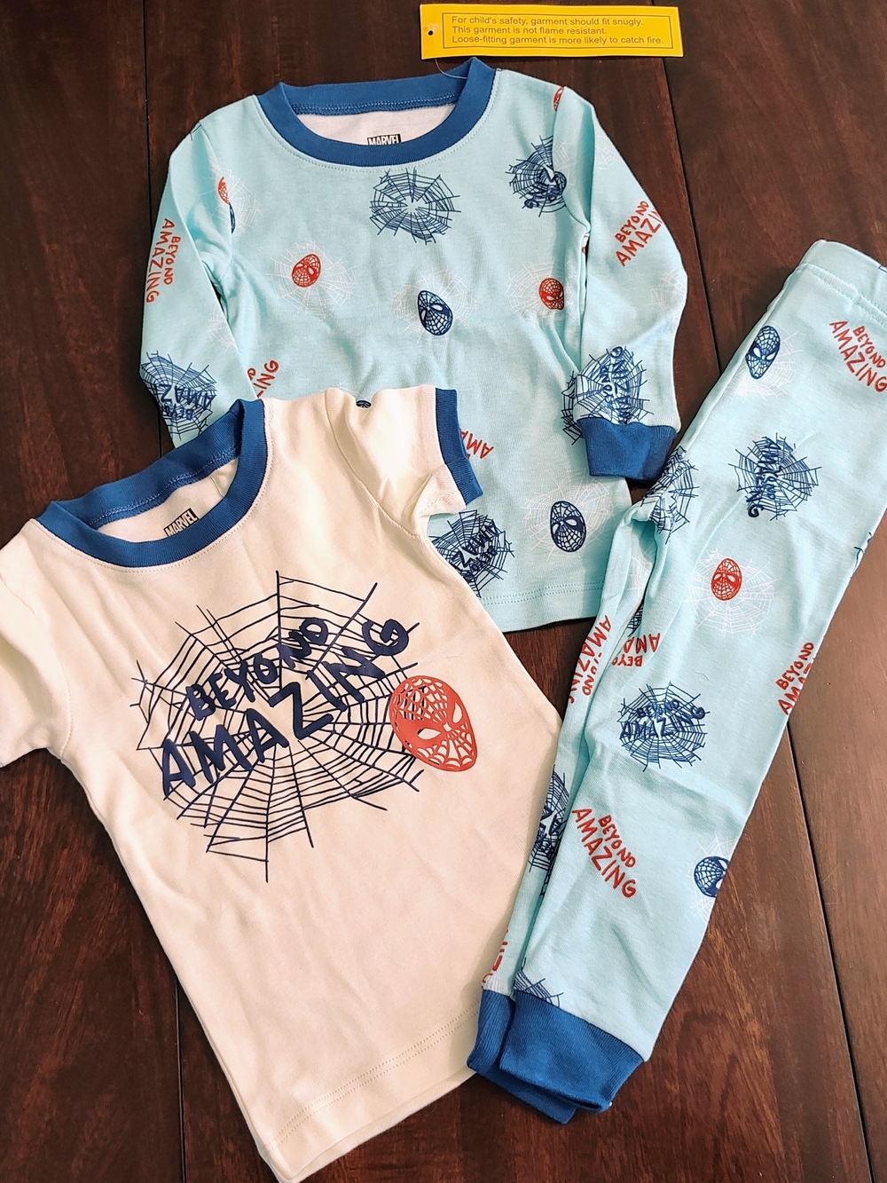 Marvel Boys 2-Piece Pajama Set in Light Blue, White & Blue